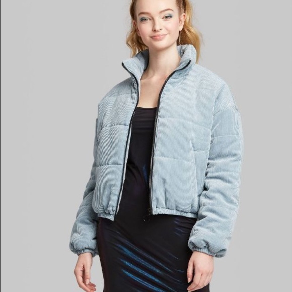 Corduroy Puffer Jacket - light blue